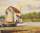 WoodbridgeOil on canvas-boardSigned (lower right)24 x 29cm (9¼ x 11¼ in.)Provenance:The collection of Walter Steggles (1908-1997) by Lilian Hawthorn, oil, sold Mar 2021