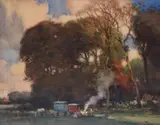 Les RoulettesWatercolourSigned (lower right)81 x 101cm (31¾ x 39¾ in.)Provenance:Galerie Nos Peintres, The Netherlands, no by Fernand Toussaint, watercolor, offered Mar 2021