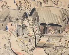 Gardens and houses by Phelan Gibb, 1922, watercolor, sold Mar 2021