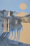 Figures on the beach by Mary Fedden, drawing, sold Mar 2021