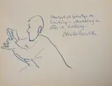 Reading - A self portrait by Oskar Kokoschka, drawing, sold Mar 2021