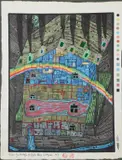 Fluss unter Dach (Koschatzky no by Friedensreich Hundertwasser, ink, sold Mar 2021