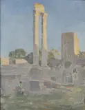 Graeco-Roman Temple by Arnold Mason, Oil on board Apparently unsigned to canvas- ink inscription to reverse, sold Mar 2021