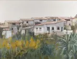 Houses in a landscape by Francisco Sillue, Oil on canvas, offered Mar 2021