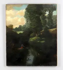 Landscape with stream and figures by W Ford, 1861, Oil on canvas, sold Mar 2021