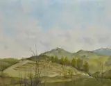Landscape by Gilbert Speechley, Oil and ink on board, offered Mar 2021