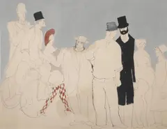Circus Time by David Schneuer, 1980, Mixed media on paper, offered Mar 2021