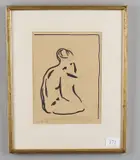 Seated nude Pen and ink Signed and dated 29/9/86 23.5 x 17.5cm (9¼ x 6¾ in.) Framed Condition Report: Paper browned- printed biography attached to reverse by Slava Bohuslav Jilek, Pen and ink, sold Mar 2021