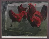 Hens by George W Lennox Paterson, Linocut, sold Mar 2021