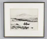 Fishing and another by Francis Kelly by Norman Wilkinson, Drypoint etching, sold Mar 2021