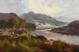 Mountain landscape Oil on canvas Signed and dated 1905 lower left 50.7 x 76.5cm (19¾ x 30 in.) by S. Johnson, 1905, Oil on canvas, sold Jan 2021