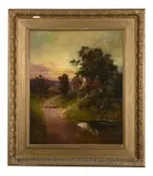 Shepherd on a country path with cottage beyond Oil on canvas Signed and dated 1899 lower left78 x 63.5cm (30½ x 25 in.) by S. Johnson, 1899, Oil on canvas, sold Jan 2021