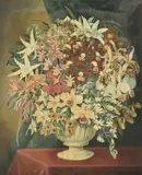 Study of flowers in a vaseWatercolour Signed and dated 1867 lower right 76 x 63cm (29¾ x 24¾ in.) by C B Durham, 1867, watercolor, sold Jan 2021