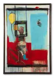 Self portrait with balloon by Chris Moon, oil, sold Jan 2021