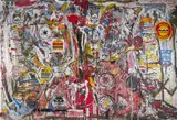 While you eat shit (at neverlodge) by Nicolas Pol, 2015, Mixed media on canvas, sold Jan 2021