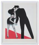 The kiss by Gerald Laing, 2007, pencil, sold Jan 2021