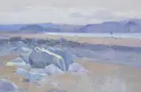 Cockle Pickers at Low Tide by Carleton Grant, 1896, watercolor, offered Jan 2021
