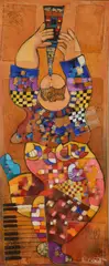 The Precious Flute Oil on canvas Signed lower right; signed verso 100.5 x 39.5cm (39½ x 15½ in.) Painted in 2004 by Dorit Levi, 2004, Oil on canvas, sold Jan 2021