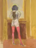 Figura, 2000-2001 Oil on canvas Signed lower left 80 x 60cm (31¼ x 23½ in.) Condition Report: Generally good Condition Report Disclaimer by Alberto Sughi, Oil on canvas, offered Jan 2021