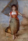 Bringing in the catch Watercolour heightened with white 46 x 32cm (18 x 12½ in.) Condition Report: Under glass, unexamined out of glazed frame by Emily Farmer, Watercolour heightened with white, sold Jan 2021