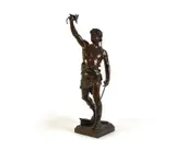 A large patinated bronze model of a victorious youth by Eugène Marioton, bronze, sold Dec 2020