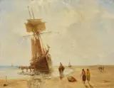 Setting sail, the farewellOil on panel Signed and dated 1902 lower right 25 x 32.5cm (9¾ x 12¾ in.) by William Joseph J. C. Bond, 1902, oil, sold Nov 2020