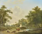Cattle and livestock by a country cottage by Pieter Gerardus van Os, 1829, oil, sold Nov 2020
