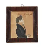Portrait of Aaron Gould, small half-length, in a black coat, holding a bookPen by Amos Holbrook, ink and watercolourInscribed, sold Nov 2020