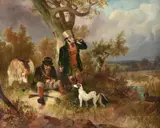 Gamekeepers Refreshing by Samuel John Egbert Jones, Oil on canvas Each, sold Nov 2020