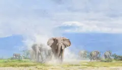 Elephants at Amboseli by David Shepherd, Oil on canvas, sold Nov 2020