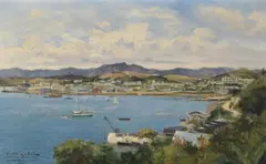 La ville de Noumea by Gaston Marie Anatole Roullet, 1889, oil, sold Nov 2020