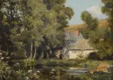 Duppas Hill CroydonOil on boardSigned lower right25.5 x 35.5cm (10 x 13¾ in.) by Frank Moss Bennett, oil, sold Nov 2020