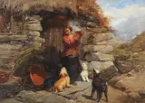 Feeding time by Henry Bright, 1857, Oil on board, sold Nov 2020