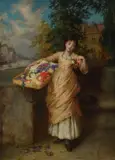 Fading Flowers by Augustus Edwin Mulready, 1882, oil, sold Nov 2020