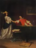 The secret couple by Johannes Cornelius Mertz, 1859, Oil on panelSigned and dated, sold Nov 2020