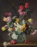 Still life of tulips in a glass vaseOil on canvas Signed with initials lower right 63.5 x 51cm (25 x 20 in.) by Albert Williams, oil, sold Nov 2020