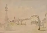 Town square by Franz Alt, 1848, pencil, sold Nov 2020