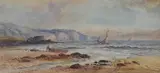 Fishing boats off the coastWatercolours, a pairBoth signed lower right and lower left respectivelyEach 24.5 x 54cm (9½ x 21¼ in.) (2) by William Henry Earp, watercolor, offered Nov 2020