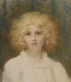 Portrait of a young girl in a white dress by Edward Tayler, watercolor, sold Nov 2020