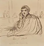 Sketch of a man seatedPencil and inkAnnotated and dated 1848 lower centre19 x 19cm (7¼ x 7¼ in.) by John Hayter, 1848, drawing, offered Nov 2020