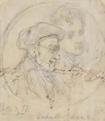 Pater & J.H.Pencil and ink on paperInscribed and dated 1824 lower centre 11 x 10cm (4¼ x 3¾ in.) by John Hayter, 1824, Pencil and ink on paperInscribed and dated, sold Nov 2020