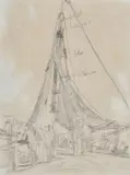 Scène bretonne by Eugène Boudin, drawing, sold Nov 2020