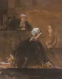 Timid Witness by Phylis Edith Mackenzie, ink and watercolour, sold Apr 2022