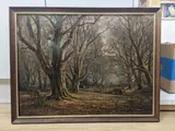 Woodland in winter by Frederick Golden Short, 1910, oil on canvas, sold Apr 2022