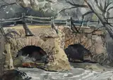 Stone bridge by Adrian Bury, Stone bridge, signed, sold Apr 2022