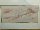 Sepia and white chalk by Franco Matania, drawing, sold Apr 2022