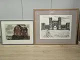 Sham Castle, 55/100 and Woodbridge Tidemill, both signed in pencil, largest 43 x 55cm by David Gentleman, pencil, sold Apr 2022