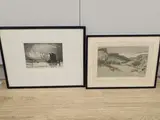 Sail barges off the coast by Donald Maxwell, etching, sold Apr 2022