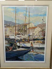 Boat masts' signed, Limited Edition by Henri Plisson, serigraph, sold Apr 2022