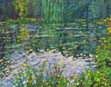 Monet's Garden, Water Lilies by Paul Stephens, oil on board, sold Apr 2022